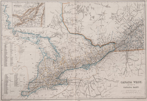 Canada West and part of Canada East
(inset map of Montreal)(1860)